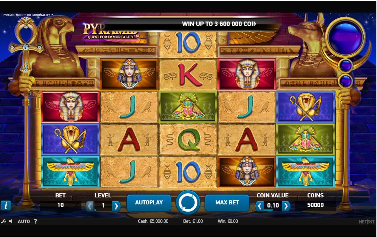 NetEnt Pyramid Quest for Immortality slot game reels