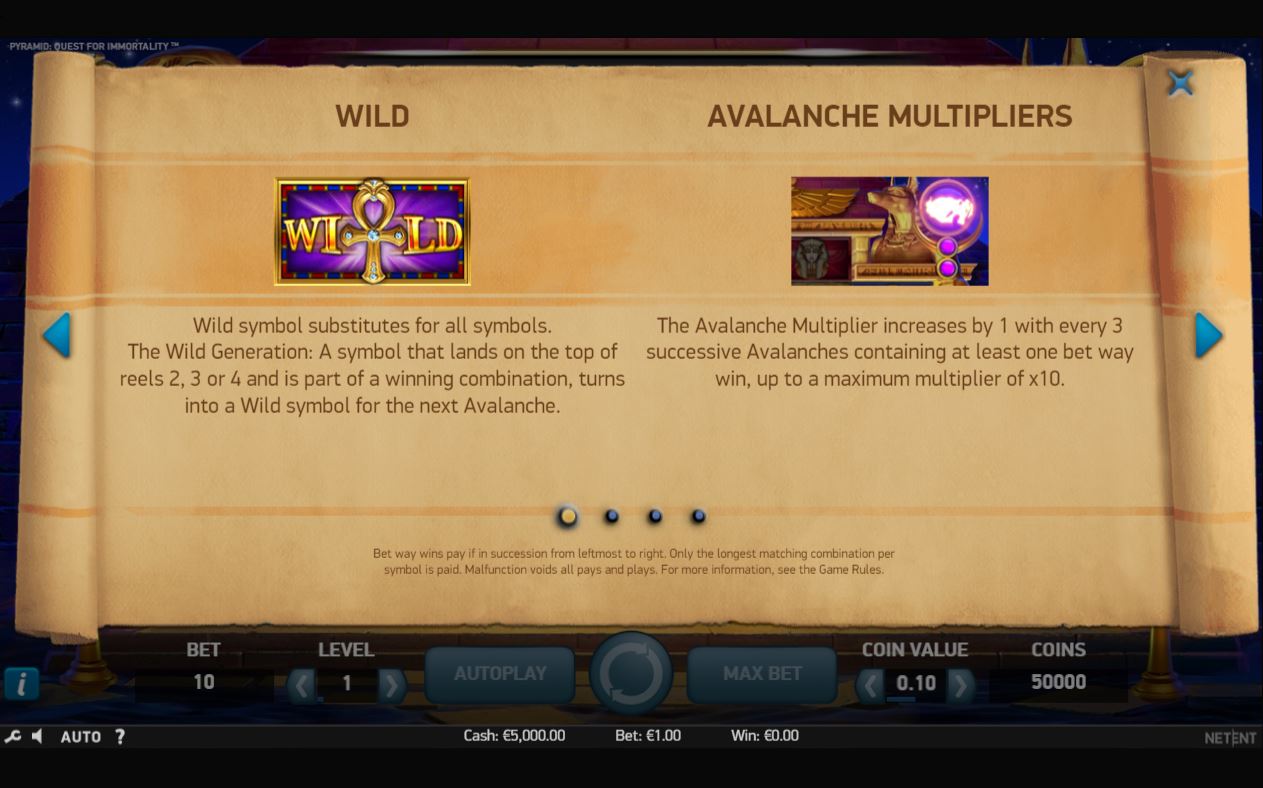 NetEnt Pyramid Quest for Immortality slot game special features