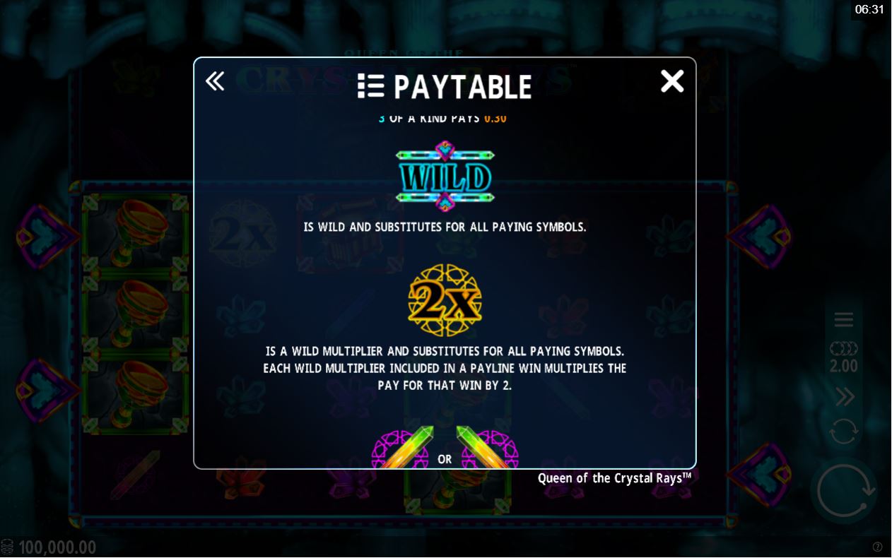 Microgaming Queen of the Crystal Rays Slot Bonus Features