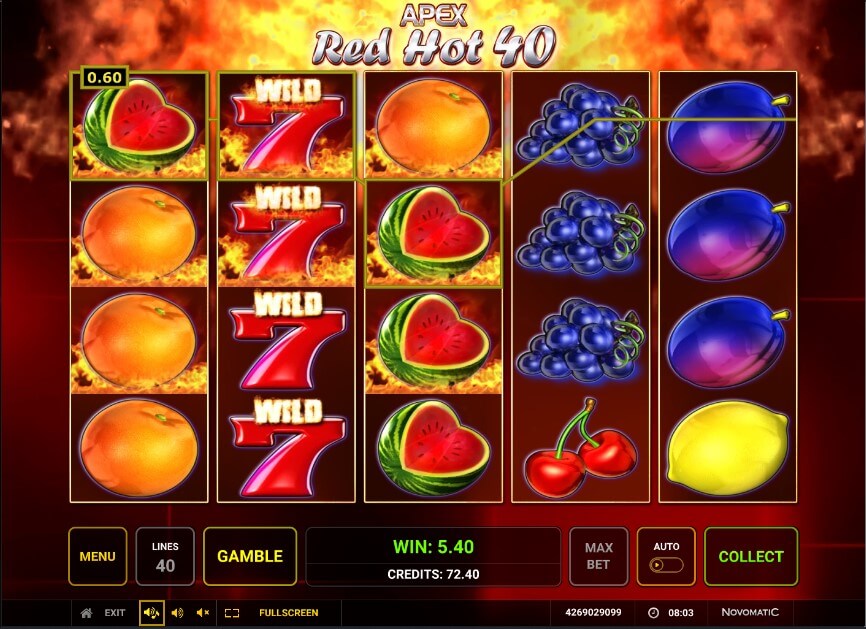 Red Hot 40 Online Slot Game Reels