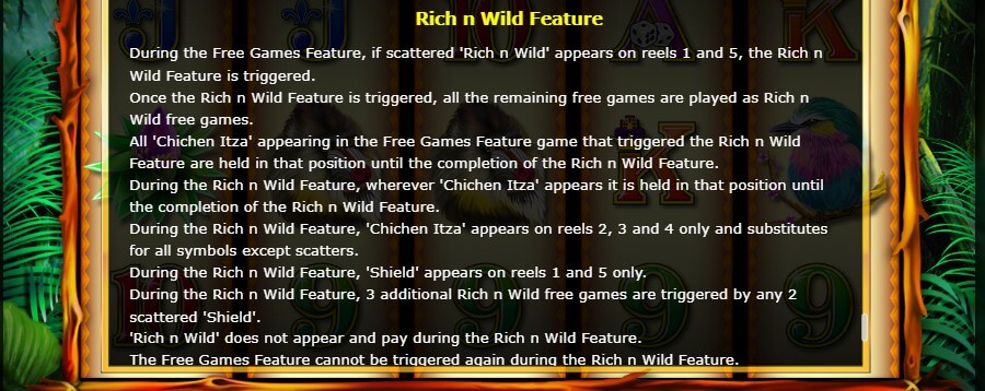 Rich'n' Wild Online Slot Game Features