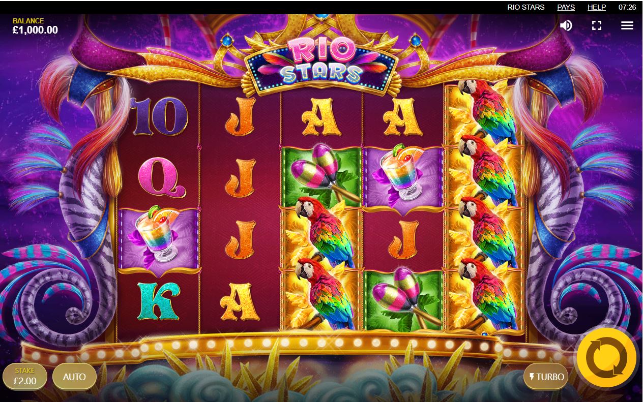 Red Tiger Gaming Rio Stars slot game reels