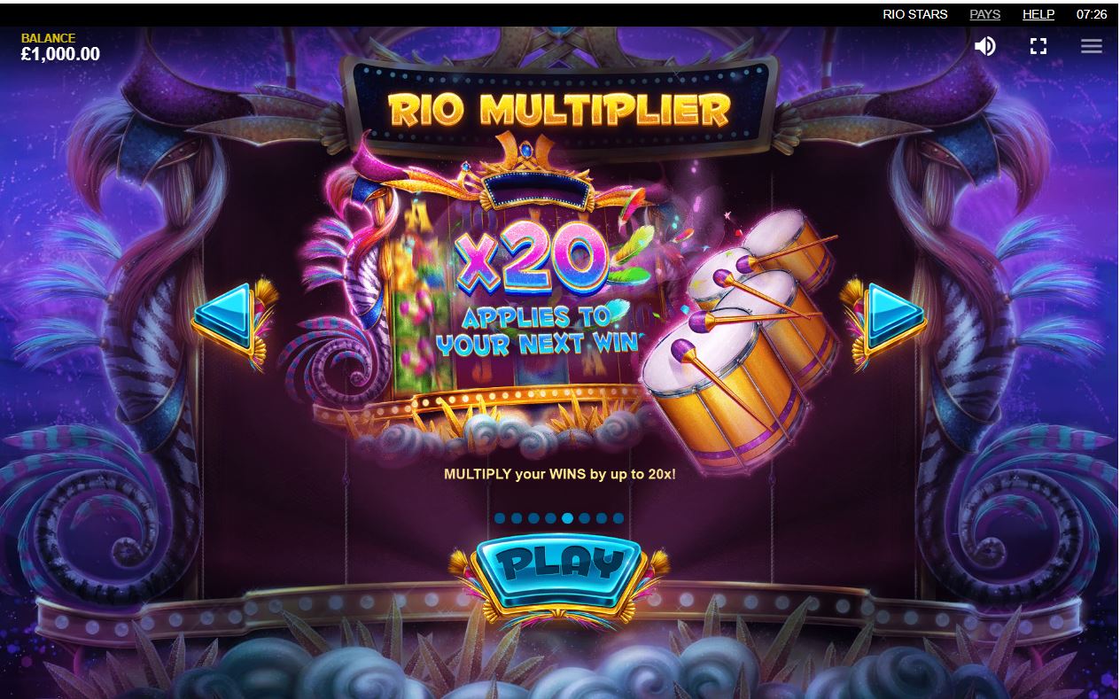 Red Tiger Gaming Rio Stars slot game multiplier feature