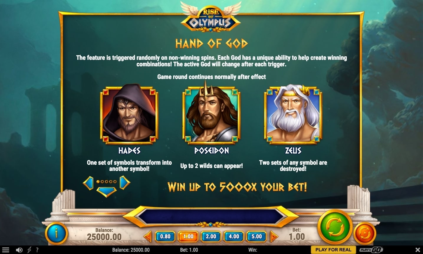 Playâ€™n Go Rise Of Olympus Slot hands of god