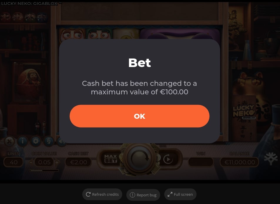 slot max bet feature lucky neko slot game