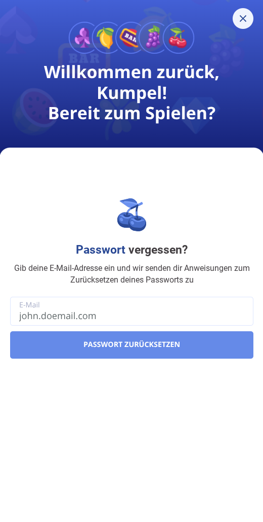 Anfrage zum Zurücksetzen des Slotsmate-Passworts