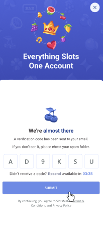 slotsmate email code pop-up