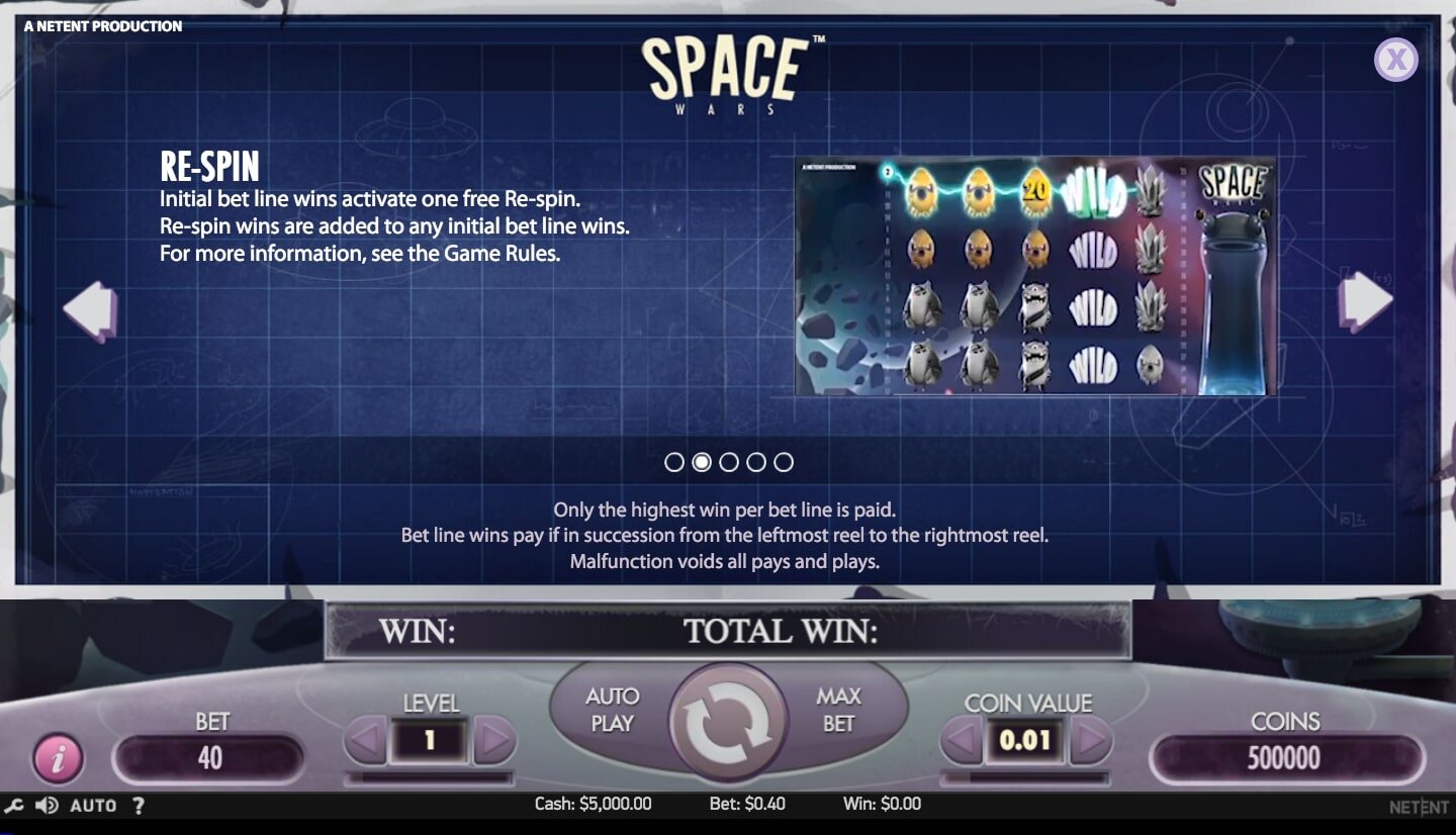 NetEnt Space Wars Slot Bonus Features