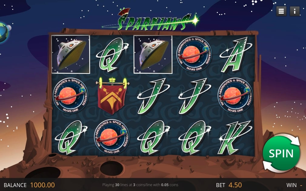 Spartians Slot Game Main Screen