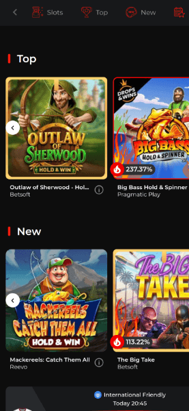 Pagina principal del casino Spiderbets