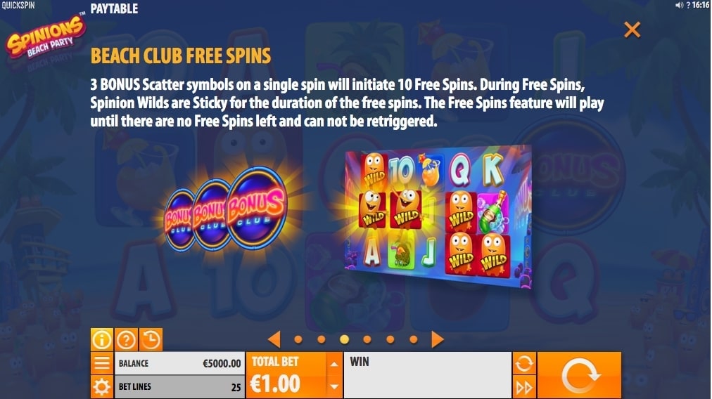 Quickspin Spinions Beach Party Slot Free Spins