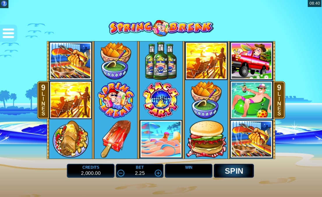 Microgaming Spring Break slot game reels