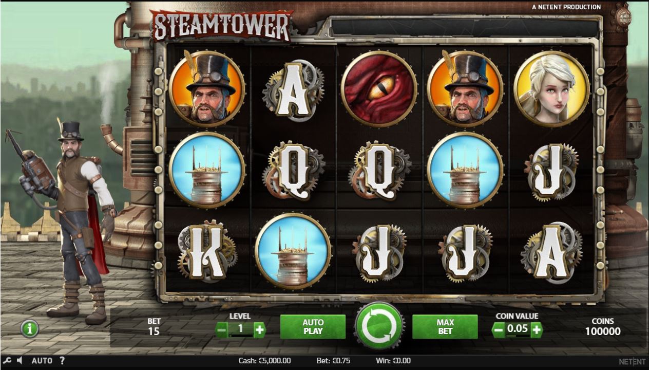 Steam Tower NetEnt slot game reels
