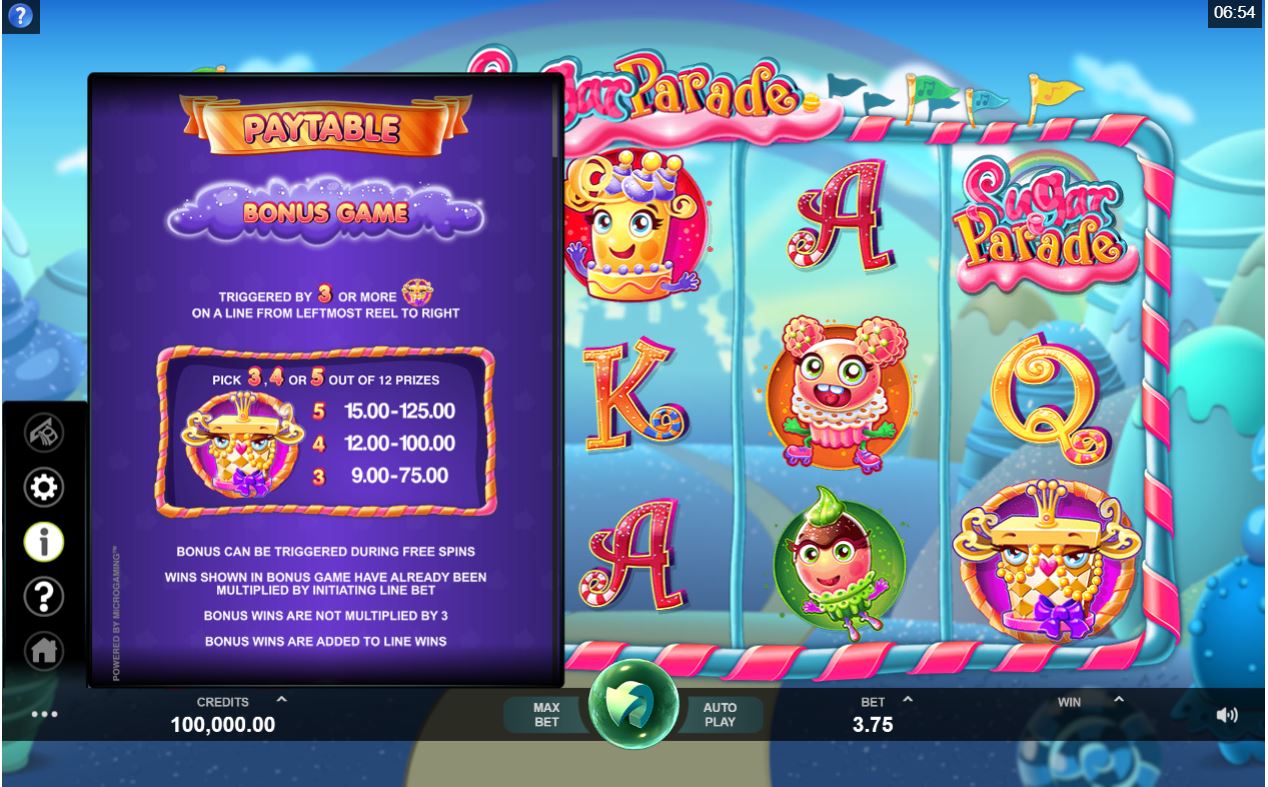 Microgaming Sugar Parade Slot Bonus Features