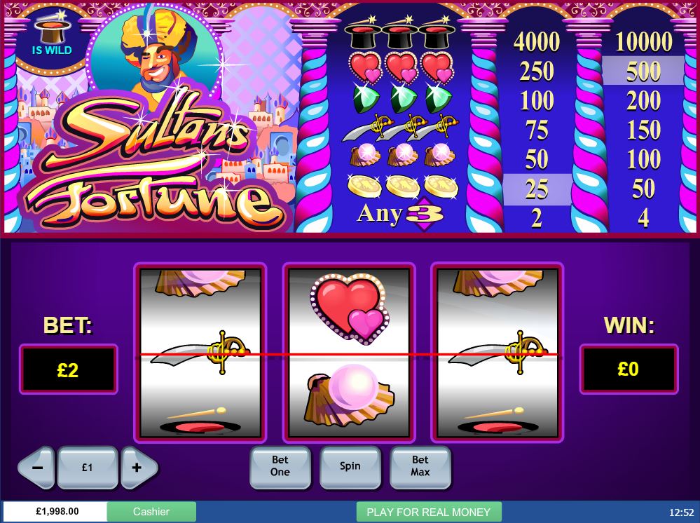 Playtech Sultans Fortune slot game reels