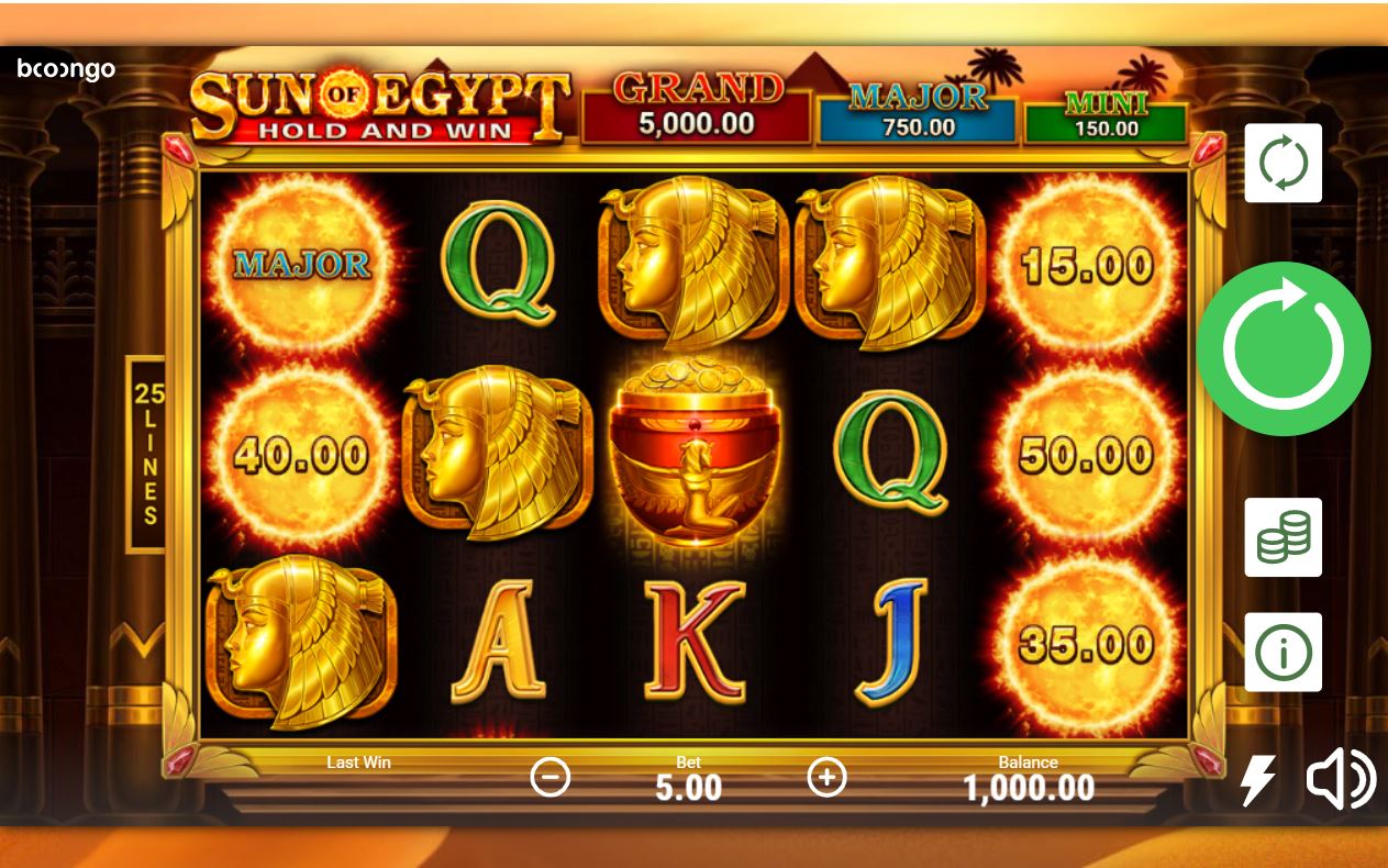 Booongo Sun of Egypt slot game reels
