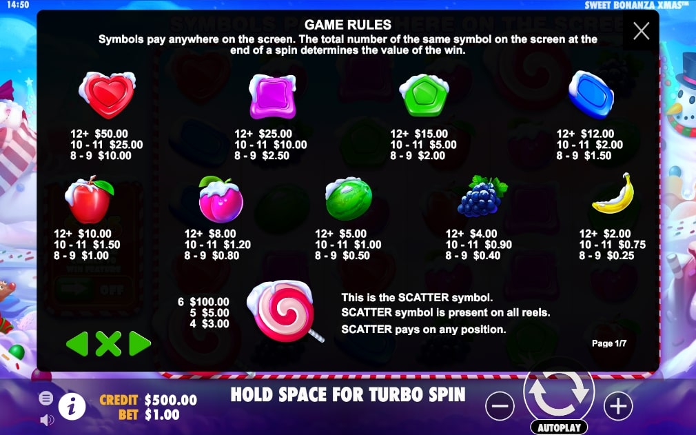 Pragmatic Play Sweet Bonanza Xmas slot game game rules