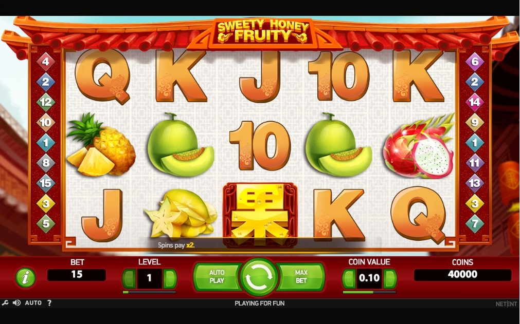NetEnt Sweety Honey Fruity slot game reels