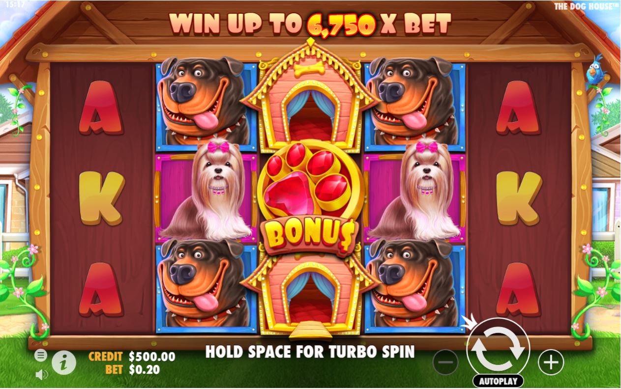 The Dog House Slot Game Main Screen
