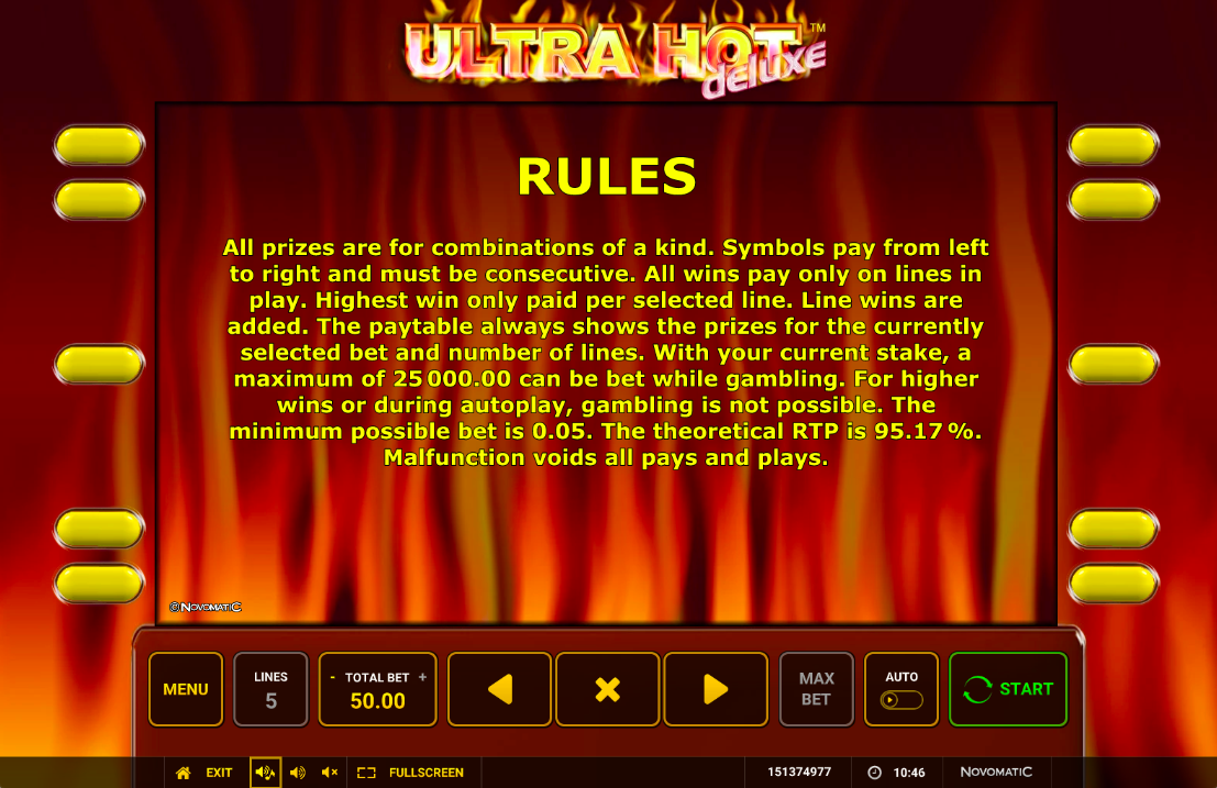 Novomatic Ultra Hot Deluxe Slot Rules
