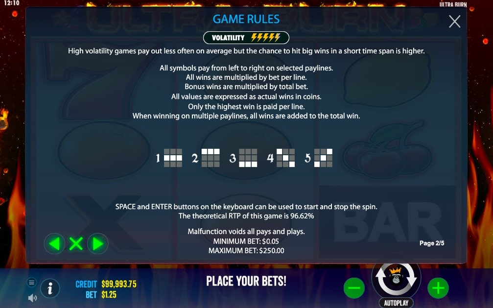 Pragmatic Play Ultra Burn Slot Bonus Features