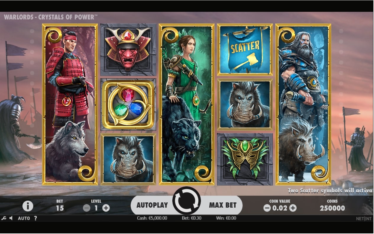 NetEnt Warlords Crystals of Power Slot Reels