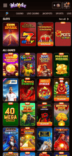 westace casino slots page