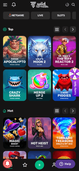 wild tornado casino homepage