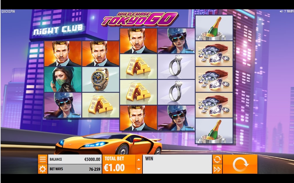 Quickspin Wild Chase Tokyo Go slot game reels