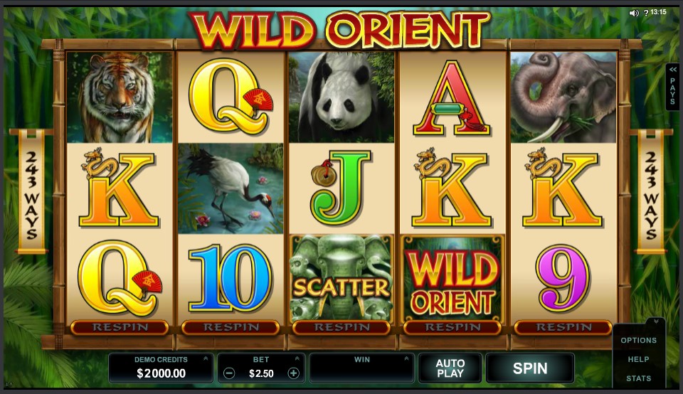 Microgaming Wild Orient online slot game reels