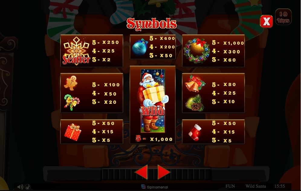 Wild Santa Slot Paytable