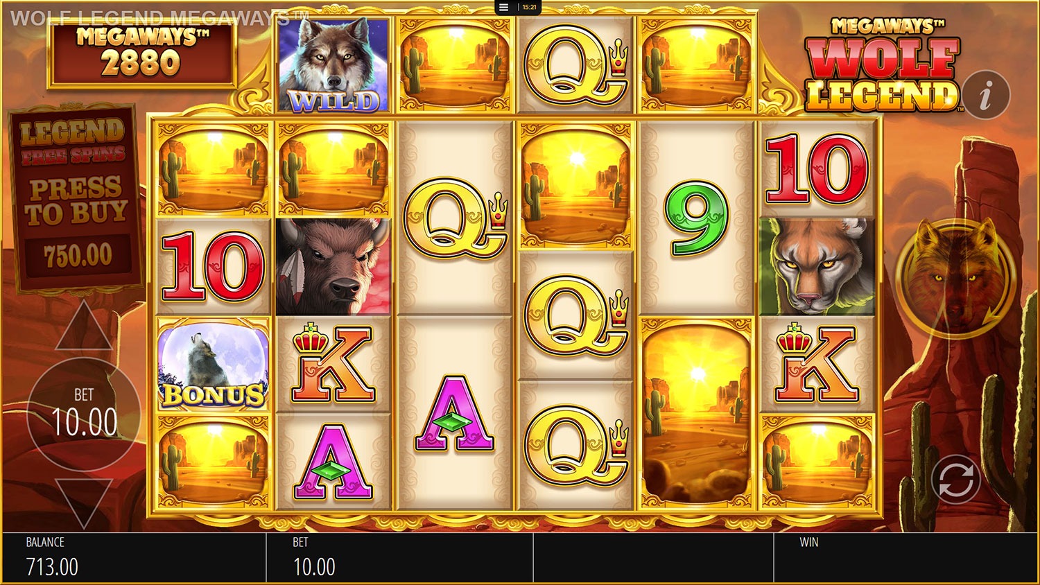 Blueprint Gaming Wolf Legend Megaways Slot Main Screen
