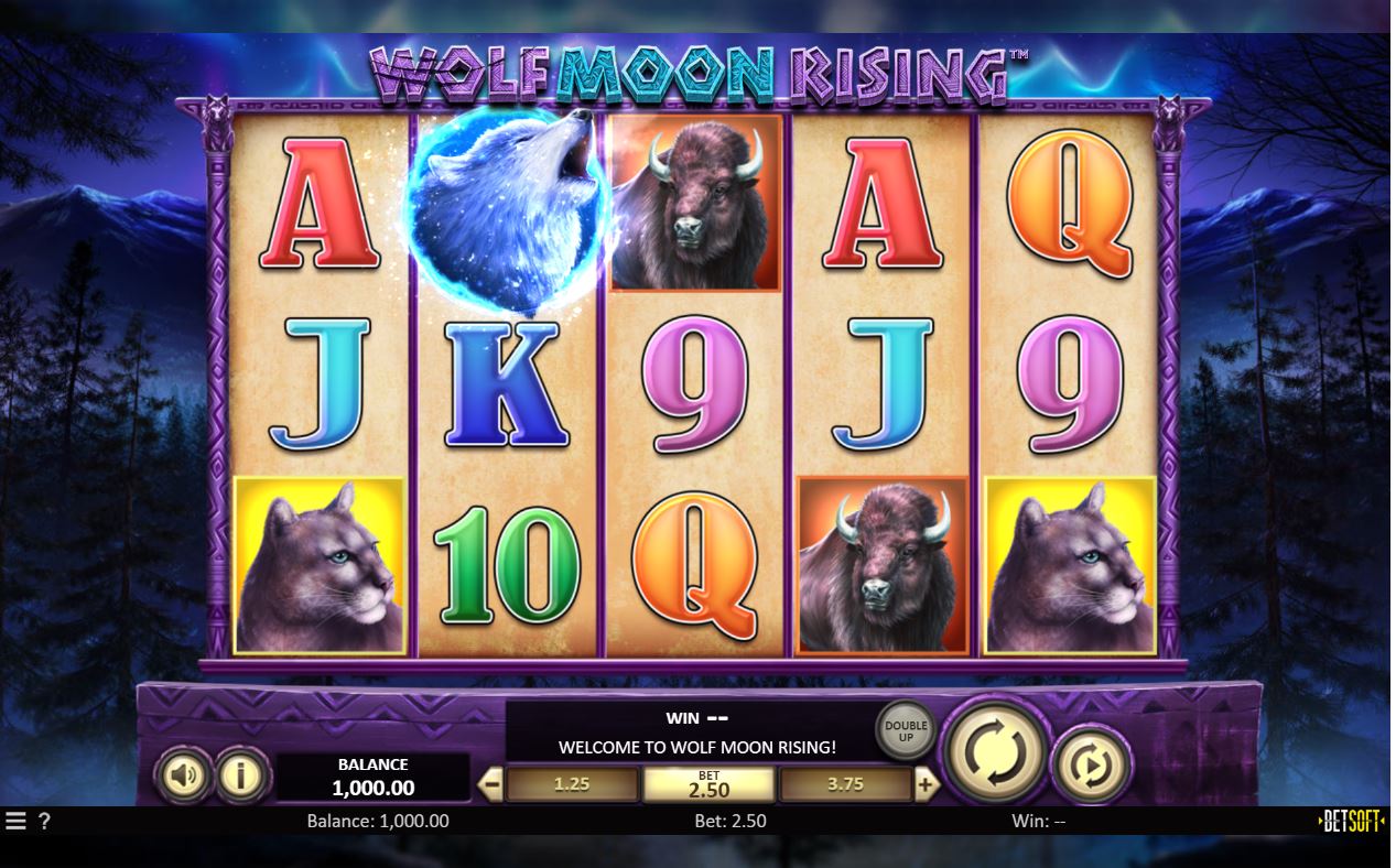 Betsoft Wolf Moon Rising Slot Main Screen