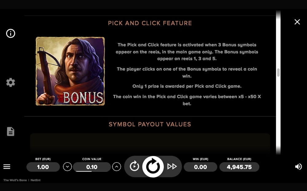 NetEnt The Wolf's Bane slot game Pick and Click feature