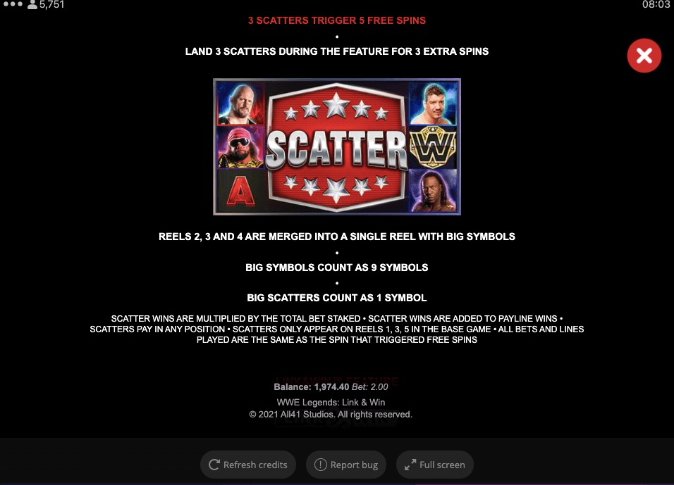 WWE Legends: Link and Win Online Slot Game Bonus