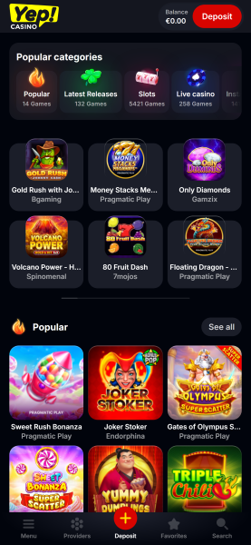 yep casino homepage
